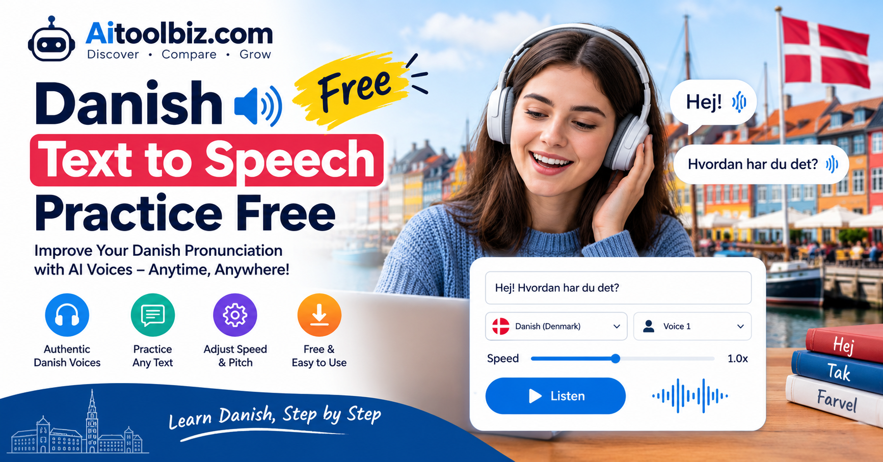 Danish Text to Speech Practice Free